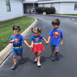 vanishing twin syndrome | Tennessee Reproductive Medicine | Five year old and three year old twins in superman costumes