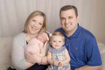 Alyssa and Scott with their two daughters, the older one born with ivf infertility treatment | Tennessee Reproductive Medicine | Chattanooga, TN