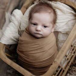 New born baby swaddled in brown, the result of parents IVF journey | TRM | Chattanooga, TN