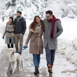 Couple walking in the snow discusses frozen embryo storage | Tennessee Reproductive Medicine | Chattanooga